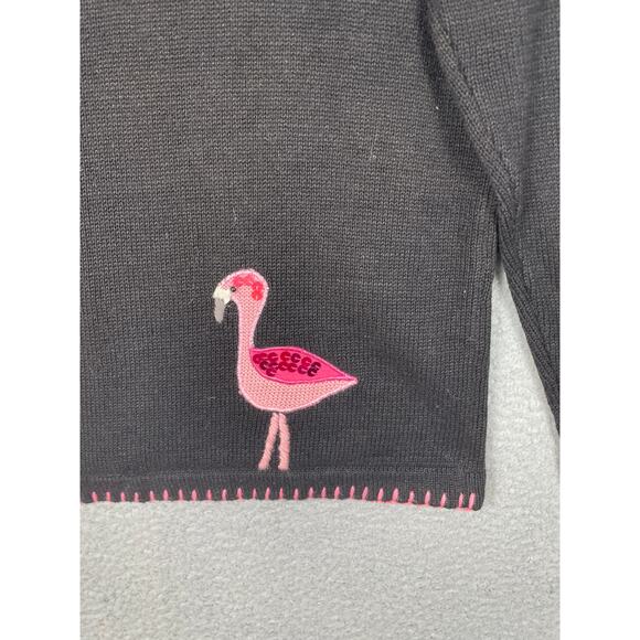 The Quacker Factory Black Cardigan Sweater with Flamingos Palm Trees Size S - Picture 11 of 11
